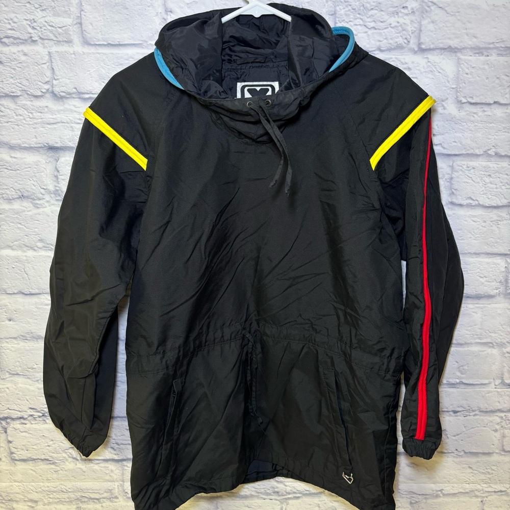 Obermeyer Pullover Ski Jacket Women 8 Black Bright Trim Snow 80s 90s Vintage